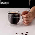 Doppelwandige Kaffeetasse aus Glas mit Griff